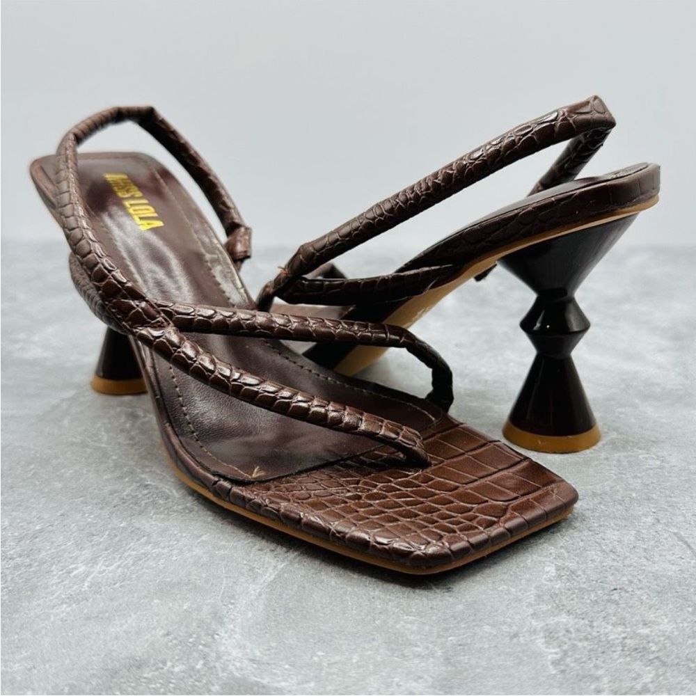 Miss Lola Camella Mocha Dark Brown Heels Sandals Size 7.5